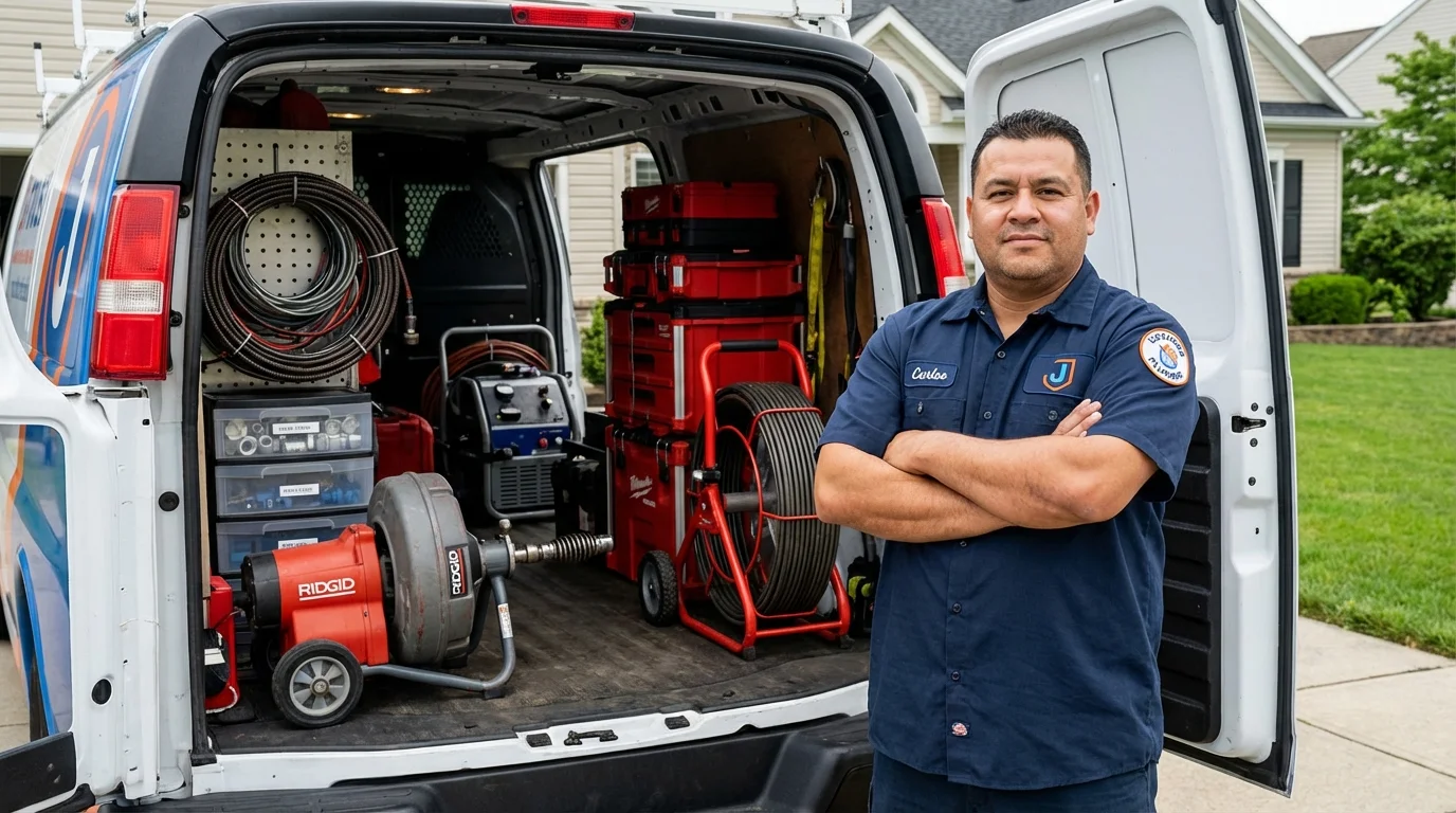 Professional drain cleaning equipment and Johns Plumbing LLC plumber in Culloden