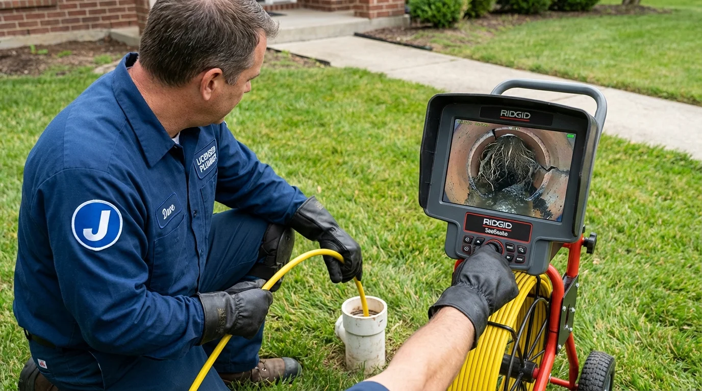 Sewer camera inspection being performed by Johns Plumbing LLC in Culloden