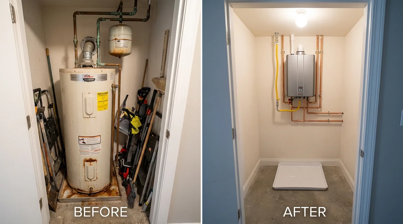 Tank water heater versus wall-mounted tankless unit comparison for Culloden, WV homeowners